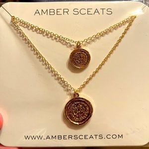 NWT Amber Sceats gold double-layered necklace